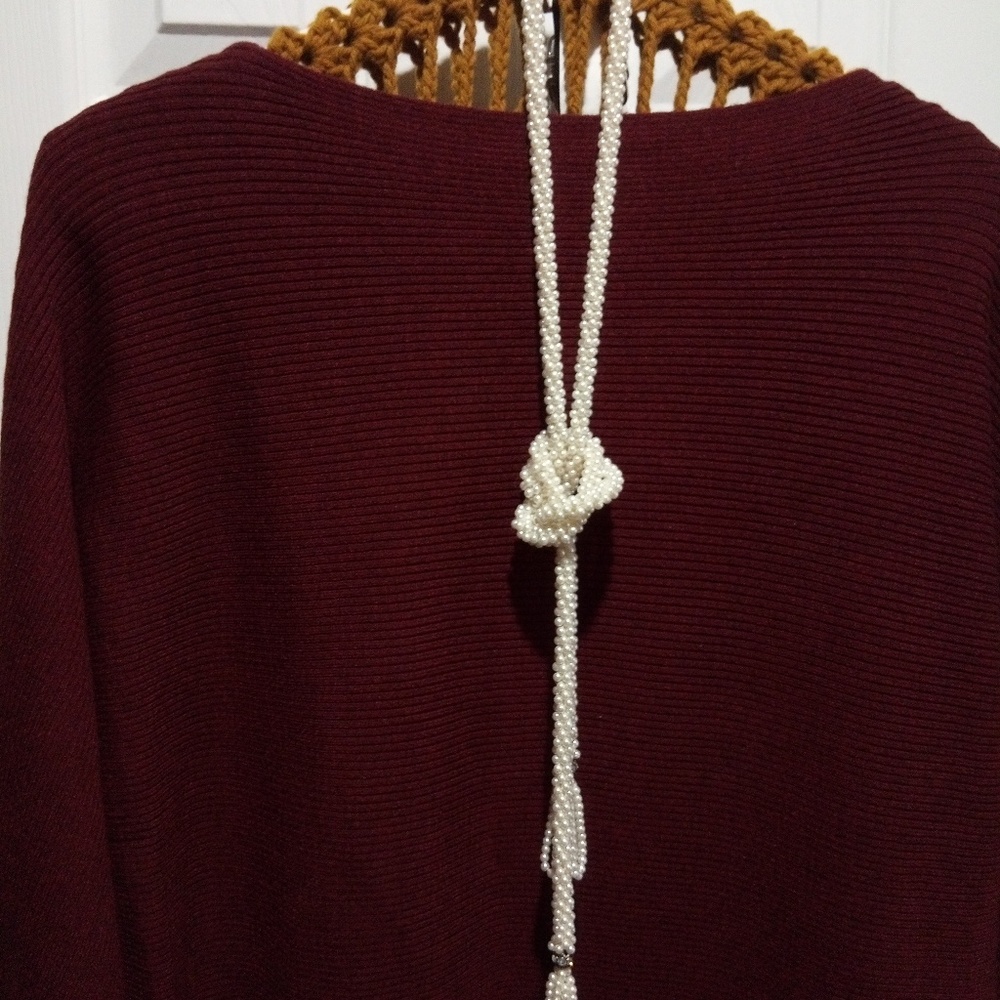 Vintage Pearl tassel rope lariat style necklace
